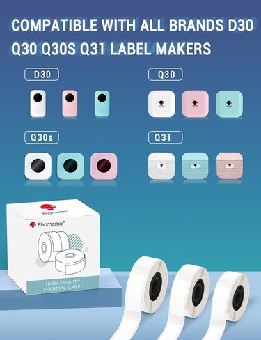 شريط ملصقات حراري Odaro D30 Q30 Q30S Q31، شريط صانع الملصقات البيضاء للمدرسة، المنزل، المكتب، الأعمال الصغيرة، 3 لفات 130 ملصق/لفة، 14 × 50 مم in Kuwait
