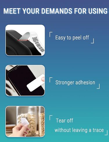 شريط ملصقات حراري Odaro D30 Q30 Q30S Q31، شريط صانع الملصقات البيضاء للمدرسة، المنزل، المكتب، الأعمال الصغيرة، 3 لفات 130 ملصق/لفة، 14 × 50 مم in Kuwait