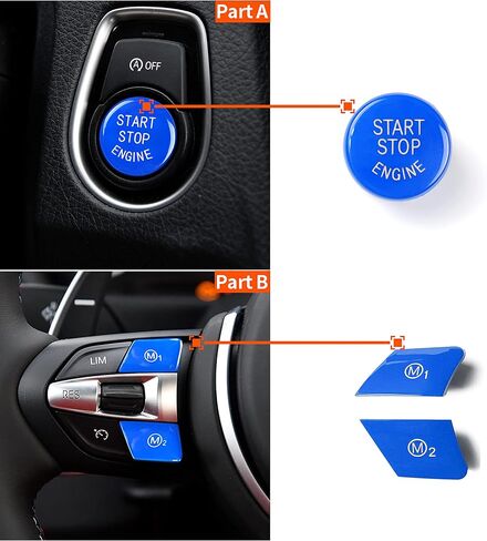 3Pcs Car Steering Wheel M1/M2 Buttons Start Stop Engine Switch Button Replacement Compatible with BMW 1 Series F20/F21 M Sport/ 2 Series F22/F23 M Sport/ M2 F87 M3 F80 X5M X6M (red) in Saudi Arabia