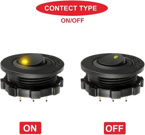 4Pcs Round Rocker Switch Shell DC 12V 20A 24V 10A,Yellow LED Lighted Switch SPST 3 Pin On Off 12 Volt DC Toggle Switch for Automotive Car Boat RV with Round Shell Locked Terminal Wires in Saudi Arabia