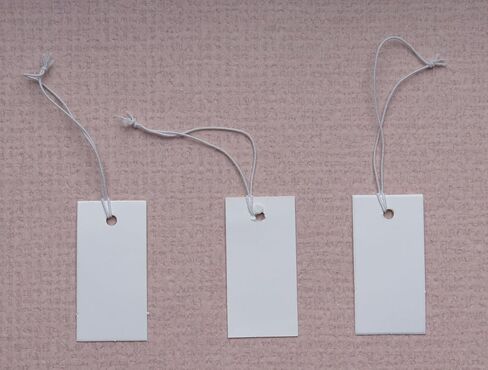 SOWAKA 100 Pcs Price Tags with String 4 x 2 cm Kraft Paper Hanging Elastic Writable Display Tags for Product Jewelry Clothing Gift Wrapping Crafting Supplies (Kraft) in Saudi Arabia