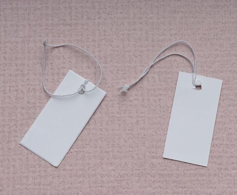 SOWAKA 100 Pcs Price Tags with String 4 x 2 cm Kraft Paper Hanging Elastic Writable Display Tags for Product Jewelry Clothing Gift Wrapping Crafting Supplies (Kraft) in Saudi Arabia