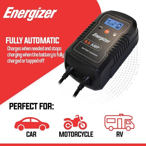 Energizer 2-Amp Battery Charger/Maintainer, 9-Step Smart Battery Car Charger, LCD Display, 6V/12V Voltage Detection for Auto, Motorcycle, RV, Boat,SUV in Saudi Arabia