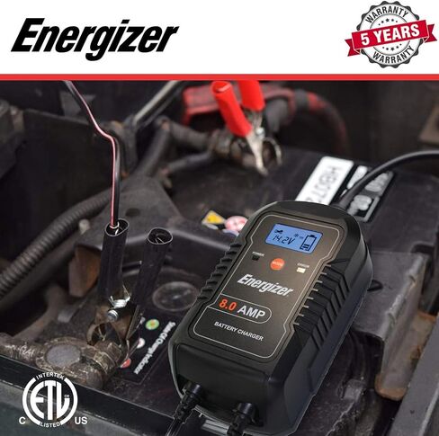 Energizer 2-Amp Battery Charger/Maintainer, 9-Step Smart Battery Car Charger, LCD Display, 6V/12V Voltage Detection for Auto, Motorcycle, RV, Boat,SUV in Saudi Arabia
