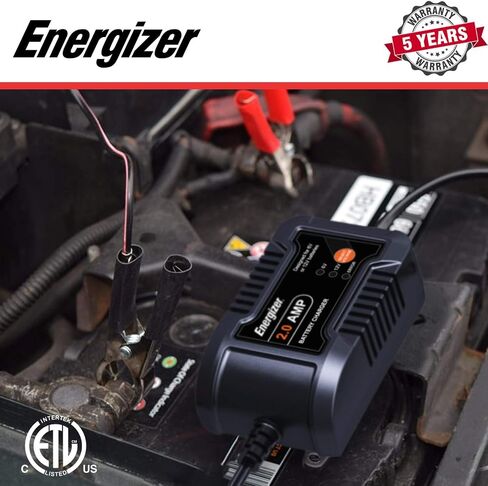 Energizer 2-Amp Battery Charger/Maintainer, 9-Step Smart Battery Car Charger, LCD Display, 6V/12V Voltage Detection for Auto, Motorcycle, RV, Boat,SUV in Saudi Arabia