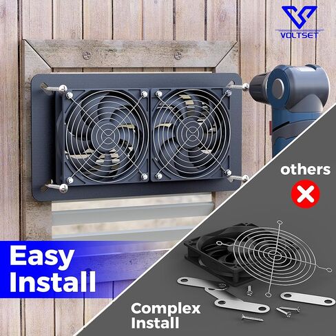 Upgraded Solar Powered Exhaust Fan, 20W Pro Solar Panel + Two High-Speed Solar Exhaust Fan for Greenhouse Chicken Coop Shed Pet House Outside (20W Pro) in Kuwait