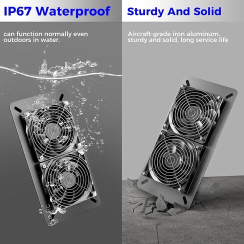 Upgraded Solar Powered Exhaust Fan, 20W Pro Solar Panel + Two High-Speed Solar Exhaust Fan for Greenhouse Chicken Coop Shed Pet House Outside (20W Pro) in Kuwait