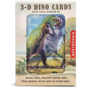 Kikkerland 3-D Dinosaurs Collectable Playing Cards, Lenticular Playing Cards, Pterodactyl to T-Rex, Perfect for Patience, Poker, Bridge or Whist