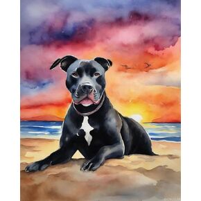 SVINOILER Paint by Number Kits Pitbull Canvas DIY Oil Painting for Adults Beginner with Brushes and Acrylic Pigment 16x20 inch Without Frame
