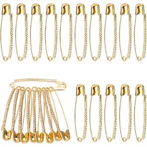 24pcs Brooch Pins, Gold Diamonds Safety Pins Alloy Rhinestone Brooch Pins for Women Decorative Safety Pins for Clothing Gold Safety Pins Clip for Shawl Sweater Clothes Scarf Hat