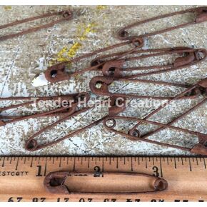25 ~ Large Primitive 2" Rusty Safety Pins ~ Rusted Craft Supplies Home and Garden
