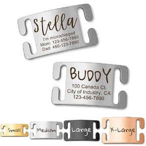 Anavia Slide On Silent Pet ID Tags, Personalized Engraved Multi-Color Plated Stainless Steel Cat Dog Name Tags, Glossy Customized Chew-Proof Quiet Dog Collar Tags (Medium, Rose Gold)