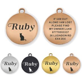 ID Tag Small/Large Personalized ID Tag for Dog Cat Pet Engraved Dog Tag (Silver Bone)