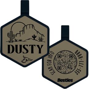 Besties Pets QR Code Wildflower Customized Silicone Pet ID Name Tags for Collars - Silent and Jingle Free - Ships Fast from California- Custom Designs for Dogs and Cats - Personalized - Laser Engraved