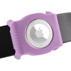 Airtag Holder for Dog Collar，Ultra-Durable Silicone & Strudy ABS Case, Adjustable Size to Fits All Width Collars (Purple)