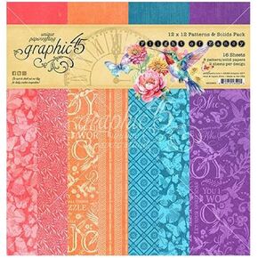 Graphic 45 12x12 Patterns & Solids Pack- Flight of Fancy, 4502855