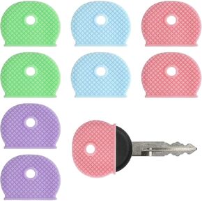 Grevosea 8 Pieces Key Covers Caps, Silicone Key Identifiers Covers Color Key Caps Shell Protector for Standard Flat Organization Office Apartment House Keys (4 Colors)
