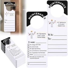 Leinuosen 100 Pcs Maintenance Door Hanger Tags 3.5 x 9.5 Inch Plastic Large Hole and Soft Anti-Pinch Design Maintenance Hang Tag for Property Management Rentals Apartments