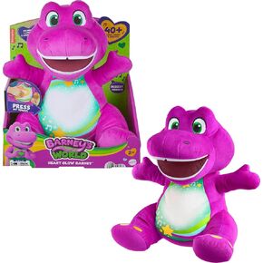 Barney World Toddler Toy Heart Glow Plush with Music & Lights for Pretend Play Preschool Kids Ages 2+ Years