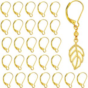 100Pcs Stainless Steel Lever Back French Earring Hooks Hypo Allergenic Interchangeable Dangle Ear Wire Findings for Jewelry Making Dangles Earrings (Gold)
