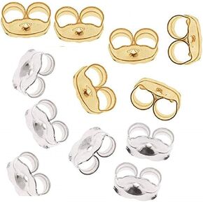 Tripmark Fashion Jewelry Gold/Silver Color Alloy Earring Backs 12 Pieces Replacement Earring Backs