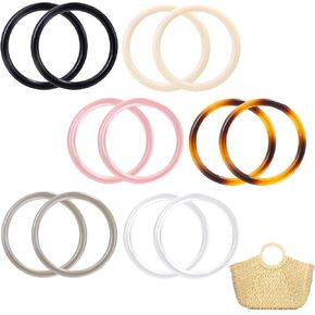 12 Pack Round Purse Handles - Decorative Replacement Bag Straps for Crochet Bags, DIY Knitting Tote Handles, Durable Craft Accessories