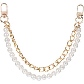 Lnngub Pearl Purse Chain,Gold Purse Chains for Handbags Pearl Bag Charm Bag Chain Charm Short Handle Replacement Charms Accessories for Handbag Messenger Bags Wallets,Gold