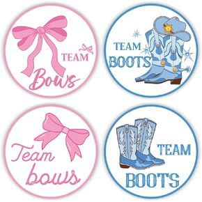 Gender Reveal Decorations Stickers - 400Pcs Team Boy or Girls Stickers for Baby Gender Reveal Party Favors Supplies, Cute We Can Bearlly Wait Decals for Baby Shower, 4 Designs