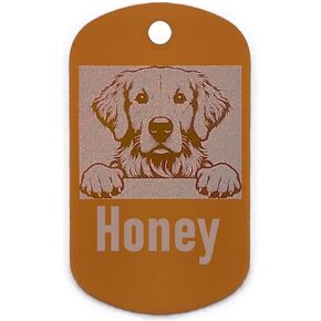 Personalized Golden Retriever Dog Name Tags - laser engrave golden retriever dog id tag, cute golden retriever pet name tag, golden retriever pet id tag (Dark Blue, Golden Retriever - Large)