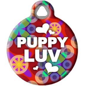 Dog Tag Art Puppy Luv Custom Pet ID Tag for Dogs (Large), Cute, Funny Valentine's Day Dog Tags and Cat Tags, Durable Personalized Dog Tags with Customized Identification Information