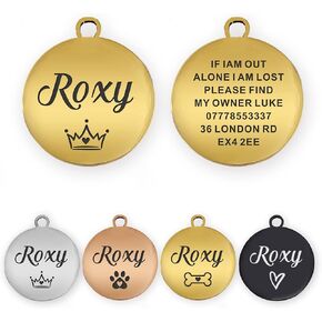 Dog Tags for Pets Personalized ID Tags for Dogs Cats Pets Tag Engraved Stainless Steel Funny Tags Name Tag Custom Dog Tags Collar for Puppy Cat Dogs 4 Colours 2 Sizes S/L(Gold, Bone)