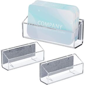 Acrylic Magnetic Business Card Holder, Wall Mount Name Card Holder, Office Calling Cards Display Stand, Visiting Cards Desktop Organizer for Wall Mount or Place on Desk, Fits 40-60 Business Cards (2)