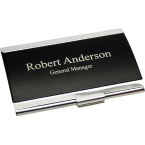 Quality Black and Silver Metal Business Card Holder