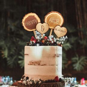 Personalized Wedding Cake Topper in Wood Custom Bride and Groom Initial Cake Topper Cake Decoration (Design 03)
