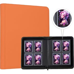 Toploader Binder,4-Pocket Double Sided Top Loaders Binder,Holds 128 Cards in 3"x4" Toploaders,PU Leather Card Binder Abulm for Toploader Trading,Sports,and Gaming Cards (Black)