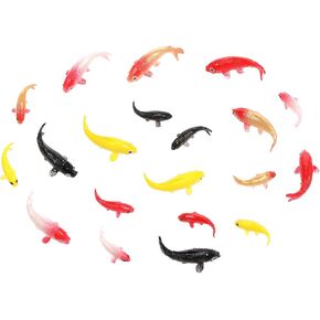 20 PCS Mini Koi Fish Decor, Mini Fish Figurines Set Small Plastic Goldfish Little Fake Goldfish for Garden Aquarium Decorations
