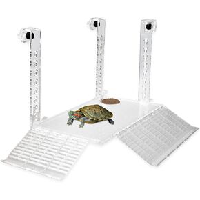 Acrylic Turtle Dock Basking Platform - 14 Inch Effortless and Sturdy Dock for Aquatic Turtles, No Screwdriver Required, Innovative Turtle Tank Fixture for Safety and Durability