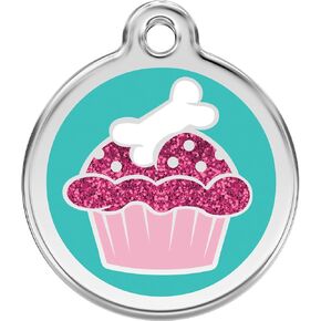 Red Dingo Personalized Glitter Cup Cake Pet ID Dog Tag (Large)
