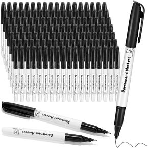 Aodaer 144 Pack Permanent Markers, 3mm and 0.5mm, Colored Fine Point Markers and Highlighter, Waterproof, Quick-drying, Smooth Markers for Home Office School Supplies, Works on Wood, Plastic, Metal