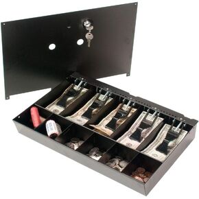 Steel Money Tray & Locking Lid - 15.625W x 2.375H x 11D - Keyed Differently