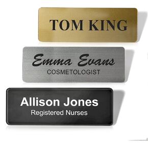 Custom Personalized Engraved Name Tag/Badge for Business, with Magnet or Pin, Sizes 1"x3" or 1.5"x3" (1"x3")