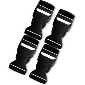 Lakesstory 4 Pcs Black Side Release Plastic Buckles 3/4 Inch (20mm) - Heavy Duty Quick Clips for Backpack Strap Replacement Repair, Webbing Straps, Dog Collar Buckle, Wide Paracord (King Cobra Style)