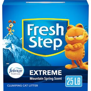 Fresh Step Extreme Scented Litter with the Power of Febreze, Clumping Cat Litter, Mountain Spring, 25 Pounds, Packaging May Vary