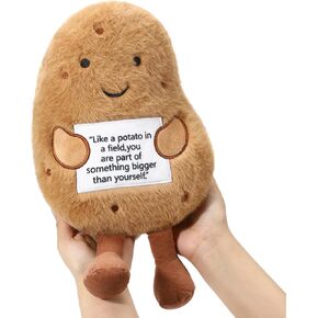 10" Positive Potato Plush Cute Potato Stuffed with Positive Card Large Emotional Pillow Reduce Pressure Stuffed Animal Inspirational Gifts for Therapy Office Decor Friends Girls Boys Party