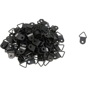 Geesatis D Rings Anchor Lashing Down Ring Heavy Duty D Ring Picture Hangers for Hanging Paintings, Picture Hang Solutions, with Mounting Screws, Black, 100 Pack