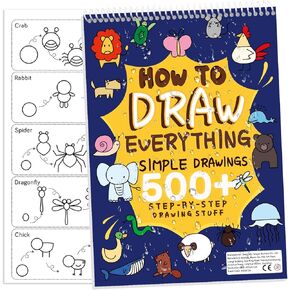 How to Draw Everything for Kids Age 4-8 - 12, 500 Simple Step by Step Drawings for Kids, How to Draw All The Things - Learn to Draw with Shape Association, Spiral Bound, Waterproof & Durable Cover