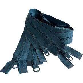 2pcs YKK #5 Molded Plastic Two-Way Separating, Open-End Jacket Zipper - Tape Color: Teal Blue #840W - Choose Your Length - Made in The United States (Teal Blue #840W, 23" Inches)