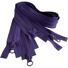 2pcs YKK #5 Molded Plastic Two-Way Separating, Open-End Jacket Zipper - Tape Color: Deep Purple #866W - Choose Your Length - Made in The United States (Deep Purple #866W, 12" Inches)