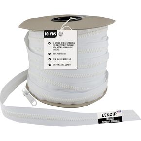 EZ-Xtend #10 Lenzip Chain Vislon Zipper by The Yard with Non-Locking Sliders. Boat Cushions, Duffle Bags, Back Packs, Sewing, Replacement Zipper(10 Yards & 8 Double Pulls Non-Locking)