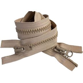 #8 Molded Vislon Heavy Duty YKK Jacket 2-Way Separating Zipper - Choose Your Length - Color: Beige #573 - Made in The United States (1 Zipper Per Pack) (Beige - 18" Inches)